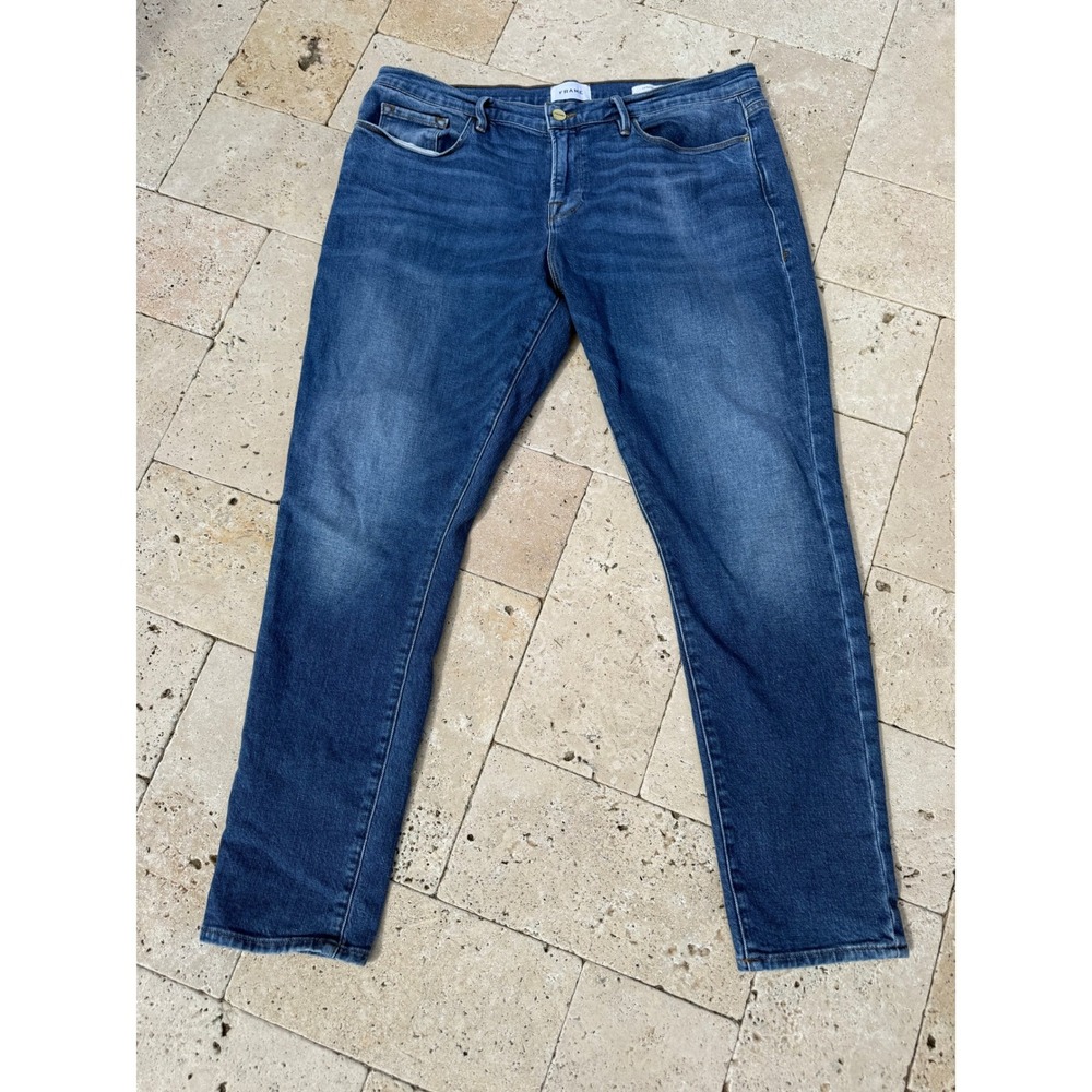 Frame Le Garcon Riley Slim Boyfriend Jeans Medium Blue LGJ829 Size 33